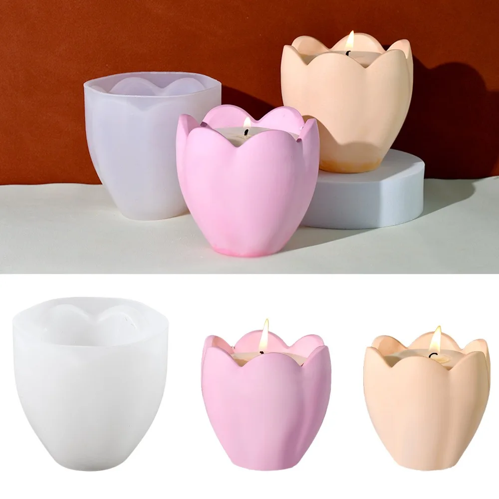 Kraft Box Candle - Pemegang Lilin Tulip silikon cetakan bunga