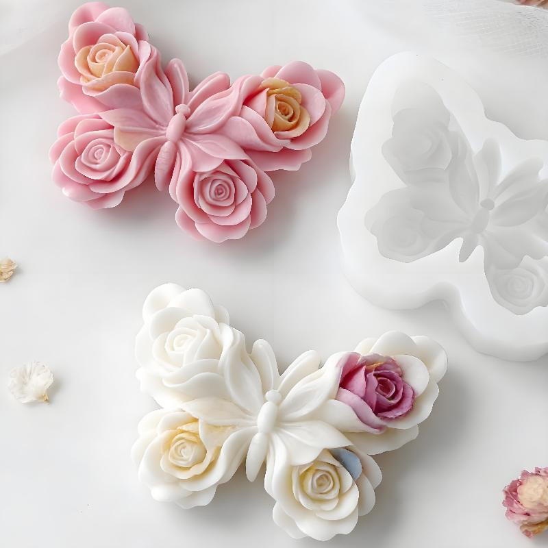 Candle Making Accessories - Cetakan Silikon Bentuk Kupu-kupu Mawar DIY,